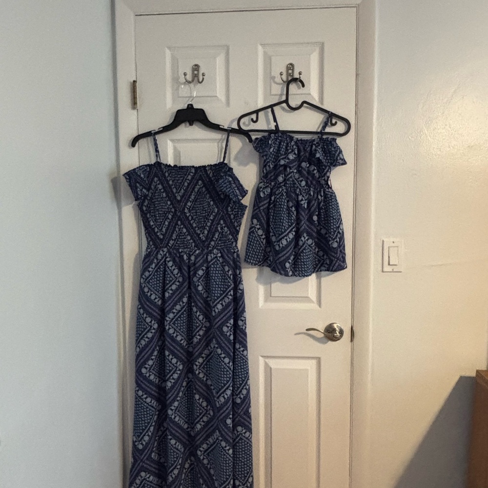 The Children's Place Navy Patterned mommy and me  Dress medium and 4t